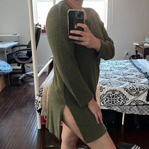 Old Navy Sweater Shirt Dress Short with Sleeves and Thigh Slits, Medium